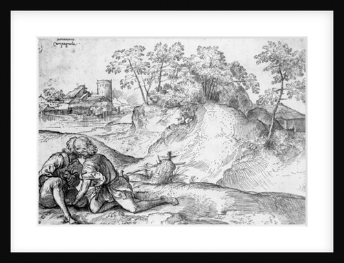 Youths in a Landscape by Domenico Campagnola