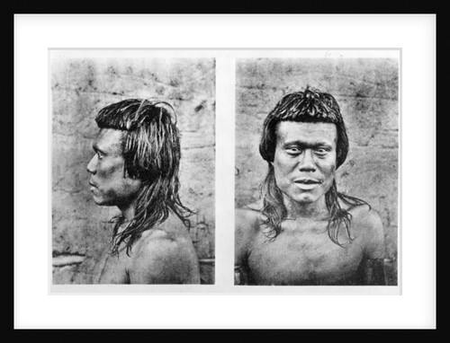 Portrait and profile of Bororo man of central Brazil by German Photographer
