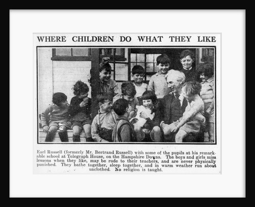Bertrand Russell with pupils at his Beacon Hill School, 1931 by English Photographer