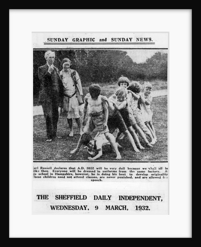 Bertrand Russell and his wife Dora Black with pupils from their Beacon Hill School, 1932 by English Photographer