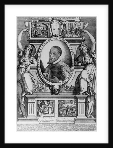 Portrait of Ambassador Antonius Emanuel, with four historical scenes from his life, 1608 by Raffaello (attr. to) Schiaminossi