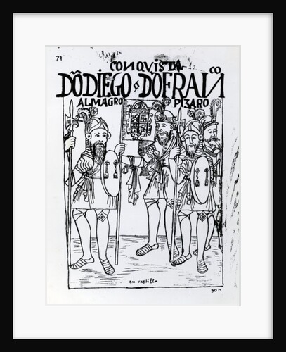 Conquistadors Diego de Amagro and Francisco Pizarro reconciled at Castille by Felipe Huaman Poma de Ayala