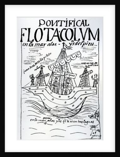 Christopher Columbus's ship sailing to Peru by Felipe Huaman Poma de Ayala