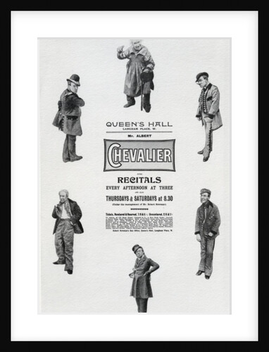 Poster advertising Albert Chevalier's Recital at the Queen's Hall by English School