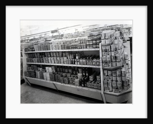 Household requisites aisle, Woolworths store, 1956 by English Photographer