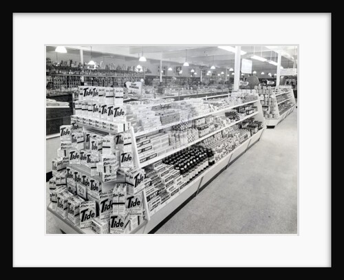 Soap powder aisle, Woolworths store, 1956 by English Photographer
