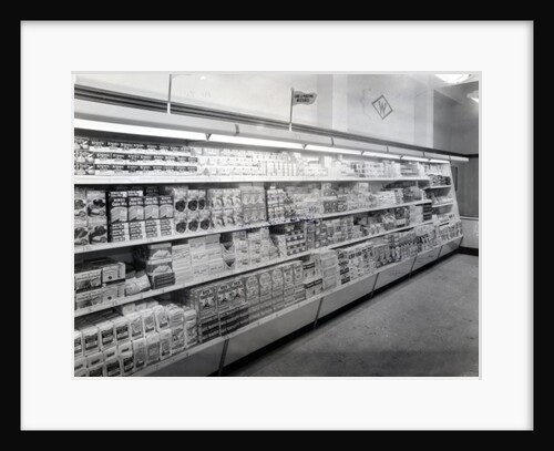Cake and pudding mixture aisle, Woolworths store, 1956 by English Photographer