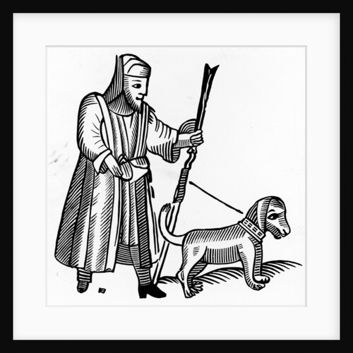 Pilgrim with a dog by English School