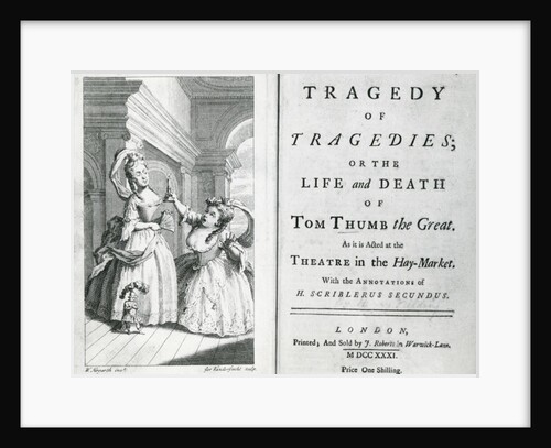 Title page of the script of Tom Thumb, 1731 by English School