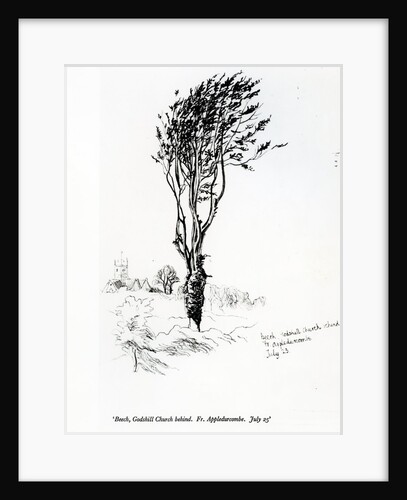 Beech, Godshill Church behind. Fr. Appledurcombe. July 25, c.1860's by Gerard Manley Hopkins