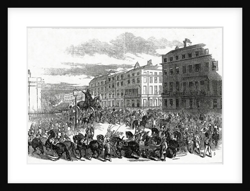 The Grand Procession of the Wellington Statue turning down Park Lane by Ebenezer Landells