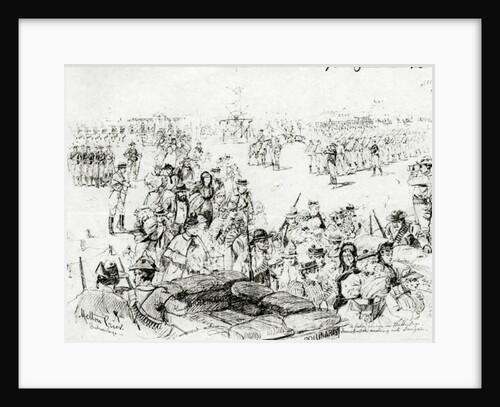 The Matabele Insurrection: A false alarm in Bulawayo, townspeople rushing into Laager by Melton Prior