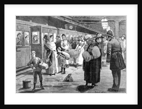Hop-pickers starting from London Bridge railway station at midnight, 1891 by Enoch Ward