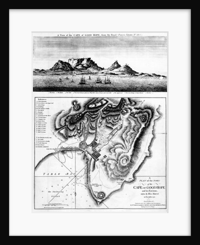 A View of the Cape of Good Hope and A Plan of the Town of the Cape of Good Hope and its Environs, published 1795 by English School