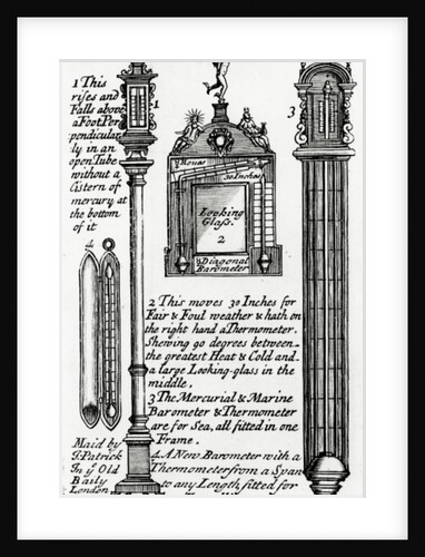 Advertisment for Barometers made by John Patrick by English School