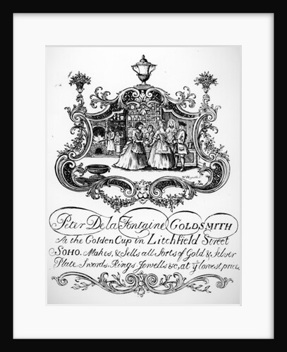 Trade Card for Peter De la Fontaine, Goldsmith, c.1790s by English School