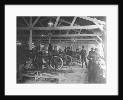A WWI motorcycle repair shop by English Photographer