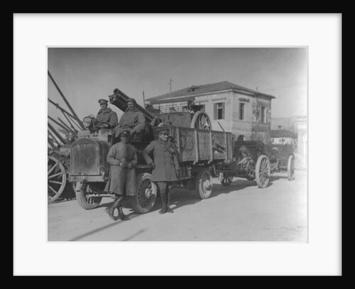 British soldiers in Italy during WWI transporting a field gun by English Photographer