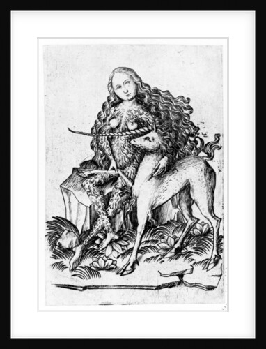 A Wild Woman and a Unicorn c. 1460 by Master E. S.