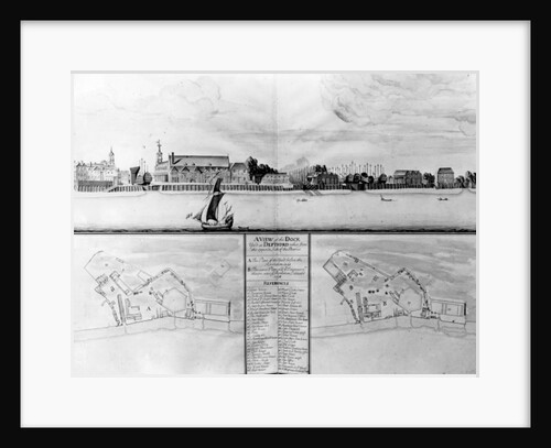 A View of the Dockyard at Deptford taken from the opposite Side of the Thames by English School