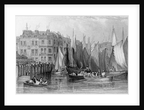 Billingsgate, illustration in 'History of London: Illustrated by views of London and Westminster' by John Woods by John Francis Salmon