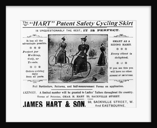 Advert for The 'Hart' Patent Safety Cycling Skirt, c.1897 by English School