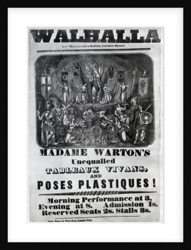 Handbill advertising 'Madame Warton's Unequalled Tableaux Vivans and Poses Plastiques', c.1847 by English School