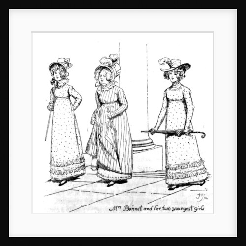 Mrs. Bennet and her two youngest girls by Hugh Thomson