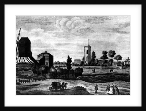 The South View of Barnes, printed by Henry Overton by English School