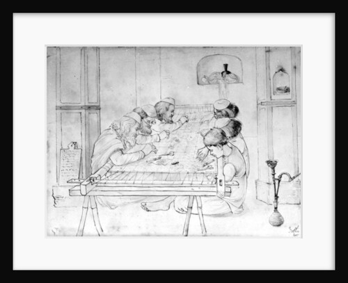 Men working at an embroidery frame, 1870 by John Lockwood Kipling