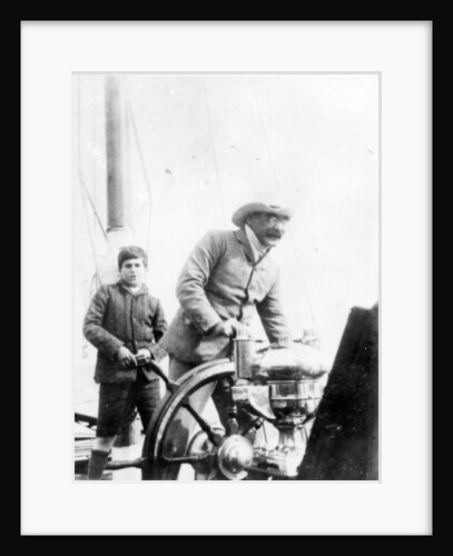 Rudyard Kipling and his son John on the yacht 'Bantam', c.1910 by English Photographer