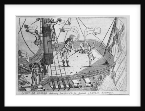 Count de Grasse delivering his Sword to the Gallant Admiral Rodney, print made by Thomas Colley, 1782 by English School