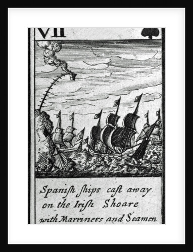 Spanish Ships Cast Away. VII of Spades from a pack of playing cards by English School