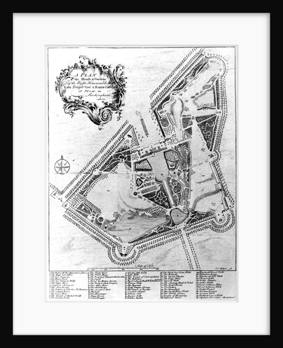 A Plan of the House and Gardens at Stowe, Buckinghamshire by Johann Sebastien Muller