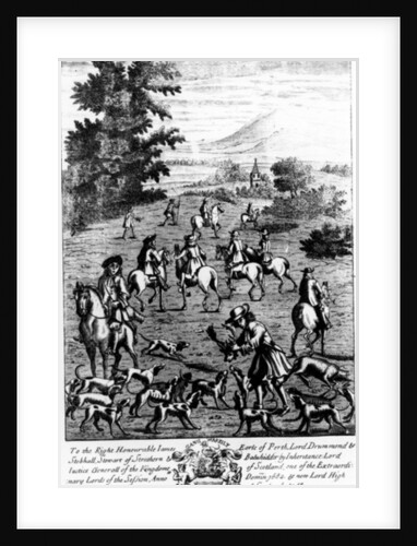 Showing ye Bucke head to the hounds and rewarding them by English School