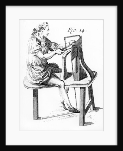 Carpenter making fretwork by French School