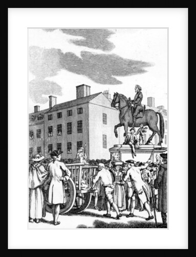 William Stroud, 'A Man whipped at the Cart's Tail for petit Larcenry from Charing Cross to the Horse Guards', engraved for the Tyburn Chronicle by (after) English School