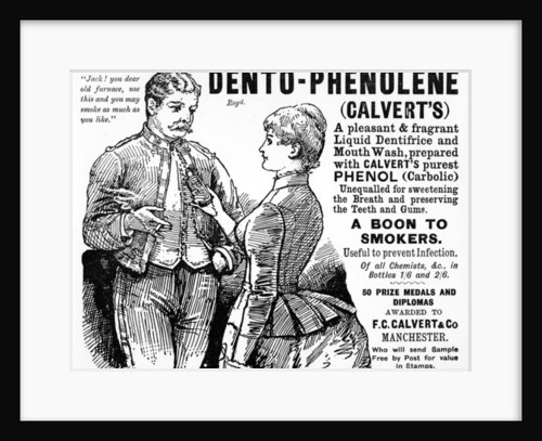 Advertisement for Calvert's Dento-Phenolene, c.1890s by English School