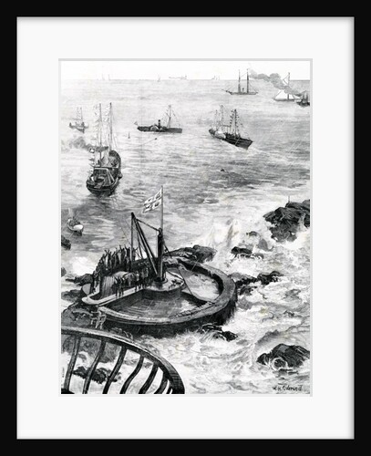 The Prince of Wales and Duke of Edinburgh laying the foundation-stone of the new Eddystone lighthouse by William Heysham Overend