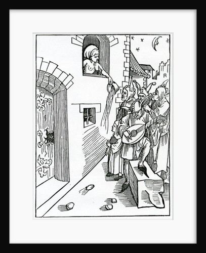 Of nyght watchers and beters of the stretes playnge by nyght on instrumentes and vsynge lyke folyes whan tyme is to rest by (after) German School