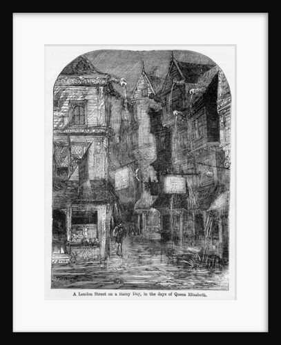 A London Street on a Rainy Day, in the days of Queen Elizabeth by English School