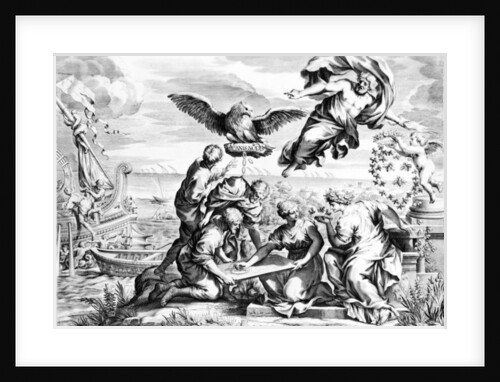 Allegory of the Barberini Family, print made by Karl Audran c.1623-40 by Pietro da (after) Cortona