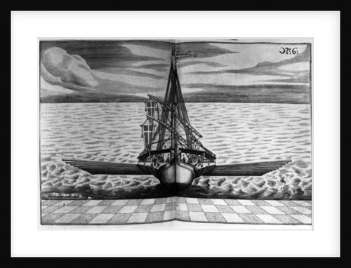 Front View of a Warship with Two Masts by Jacob Custodis