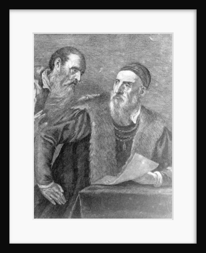 Portrait of Titian painted by himself with his friend Don Francesco del Mosaico by Titian (c.1488-1576) (after)