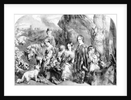The Queen and Her Children at Windsor Great Park by English School