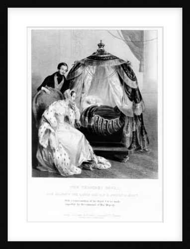 The Princess Royal, Her Majesty the Queen and HRH Prince Albert, with the royal cot, c.1840 by English School