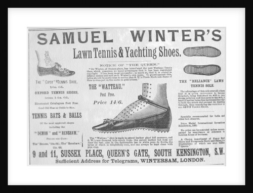 Advertisement for Samuel Winter's Lawn Tennis & Yachting Shoes by English School