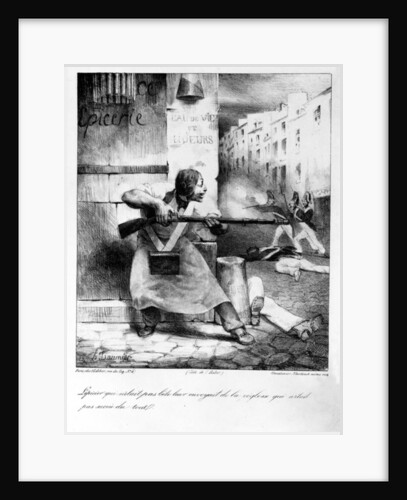 Rebel grocer fires on the gendarmes during the July Revolution, 1830 by Honore Daumier