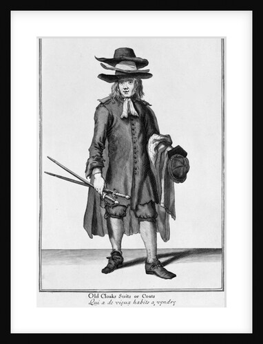 Street vendor selling old Cloaks, Suits and Coats, 1666 by English School