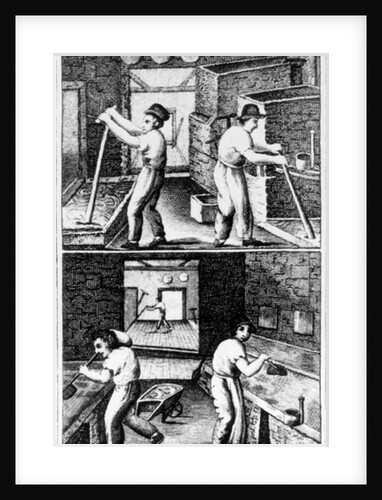 Blending the slip to evaporate the water, 1827 by English School